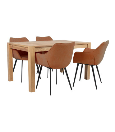 Обеденный набор CHICAGO NEW с 4 стульями (37048) массив дерева / МДФ с натуральным шпоном дуба, промасленный