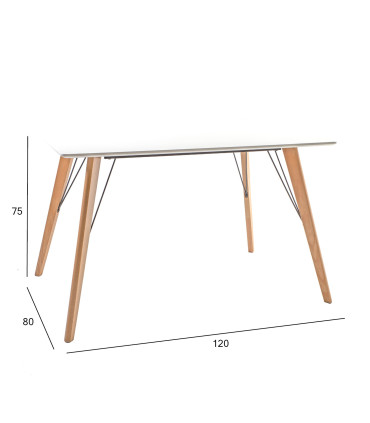 Обеденный стол HELENA WHITE 120x80xH75см, белый