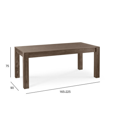Обеденный стол TURIN 90x165/225xH75см, материал: дуб, цвет: дымчатый дуб, обработка: промасленный