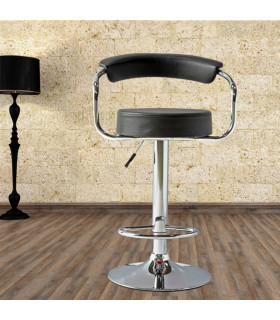 Барный стул LEON 51x47xH90-108см, сиденье: кожзаменитель, цвет: чёрный, ножка: хромированная