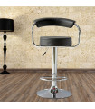 Барный стул LEON 51x47xH90-108см, сиденье: кожзаменитель, цвет: чёрный, ножка: хромированная