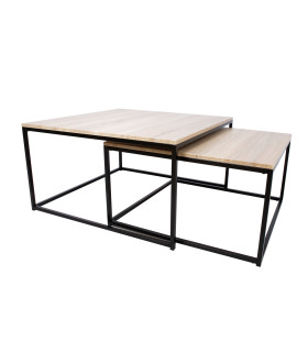 Diivanilaud ELT 75x75xH40cm, 65x65xH35cm, helepruun, laminaatplaat, terasjalad