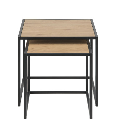 Придиванный столик SEAFORD 2шт, cтолешница: мебельная пластина с ламинированным покрытием, цвет: дуб, рама: металл, цвет