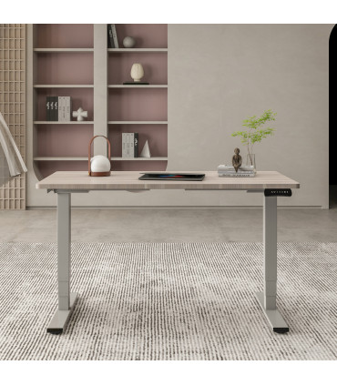 Töölaud ERGO OPTIMAL 2-mootoriga 140x80xH62-127cm, must/hõbehall