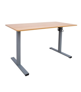 Töölaud ERGO OPTIMAL 1-mootoriga 140x70xH71-116cm, hikkoripuu/hõbehall