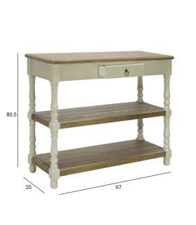 Столик вспомогательный SAMIRA 97x35xH80,5см, антично-белый/натуральный