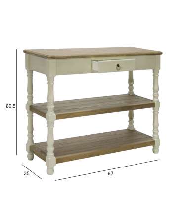 Abilaud SAMIRA 97x35xH80,5cm, antiikvalge/naturaalne