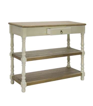 Столик вспомогательный SAMIRA 97x35xH80,5см, антично-белый/натуральный