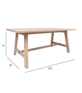 Обеденный стол BERGEN 220x95xH75см, натуральный шпон дуба