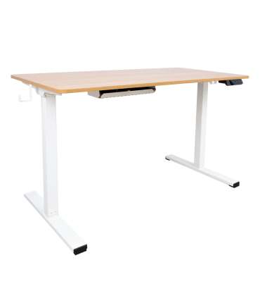 Töölaud ERGO 1-mootoriga 120x60xH73-121cm, tamm/valge