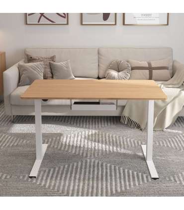 Töölaud ERGO 1-mootoriga 120x60xH73-121cm, tamm/valge