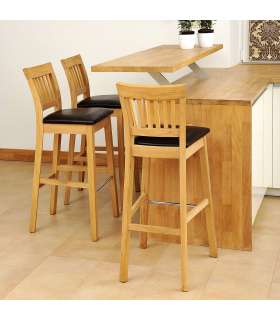 Барный стул LAURA 40x40xH72/99cм, сиденьие: кожзаменитель, цвет: тёмно-коричневый, дерево: дуб, обработка: промасленный