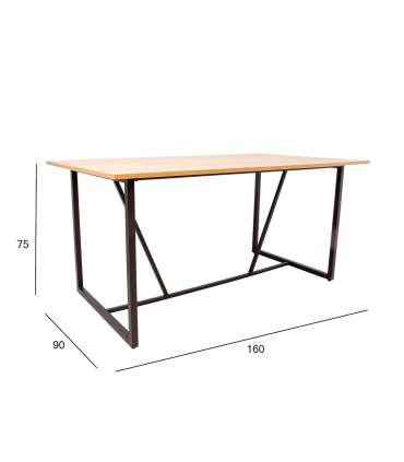 Обеденный стол AMSTERDAM 160x90xH75см, дуб / черный