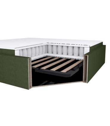 Kontinentaalvoodi LEENA 160x200cm, madratsiga, roheline, 176x221xH110cm