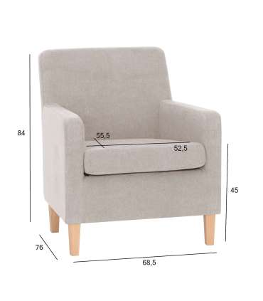 Tugitool LEENE beež, 68,5x76xH84cm