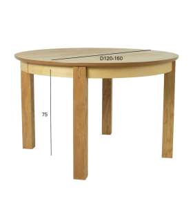 Söögilaud CHICAGO NEW D120/160xH75cm, tamm