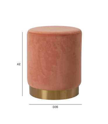 Пуфик LA PERLA, D35xH42см, ткань: бархат, цвет: коралл