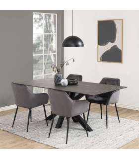 Söögilaud HEAVEN 200x100xH75.5cm, klaas/keraamika Fairbanks black