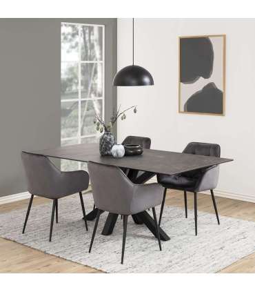 Söögilaud HEAVEN 200x100xH75.5cm, klaas/keraamika Fairbanks black