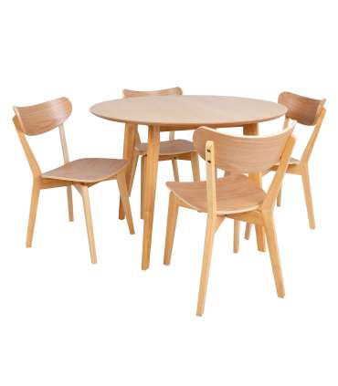Söögilauakomplekt ROXBY ümar laud D105xH76cm, 4 tooli (AC91520 ), tamm