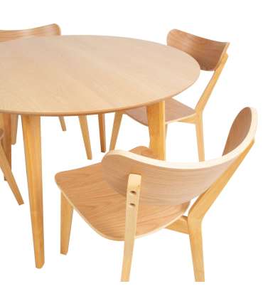 Söögilauakomplekt ROXBY ümar laud D105xH76cm, 4 tooli (AC91520 ), tamm