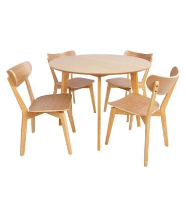 Söögilauakomplekt ROXBY ümar laud D105xH76cm, 4 tooli (AC91520 ), tamm