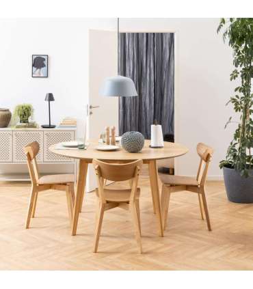 Söögilauakomplekt ROXBY ümar laud D105xH76cm, 4 tooli (AC91520 ), tamm