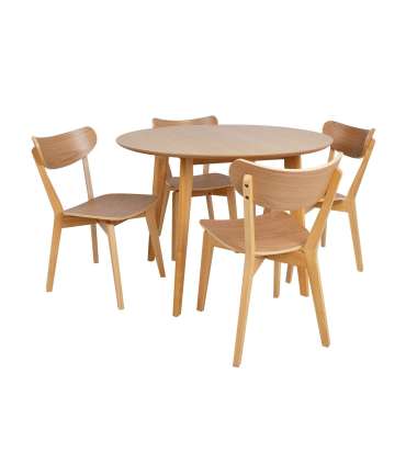 Söögilauakomplekt ROXBY ümar laud D105xH76cm, 4 tooli (AC91520 ), tamm