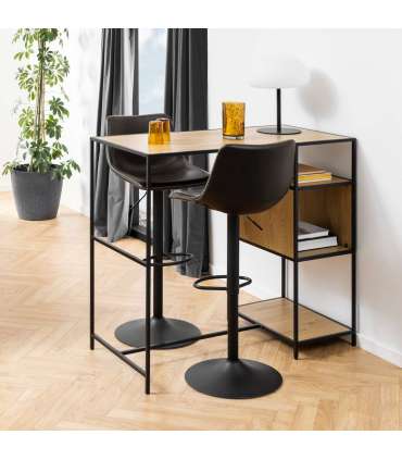 Baaripukk OREGON, vintage must kunstnahk, 47x51xH110cm