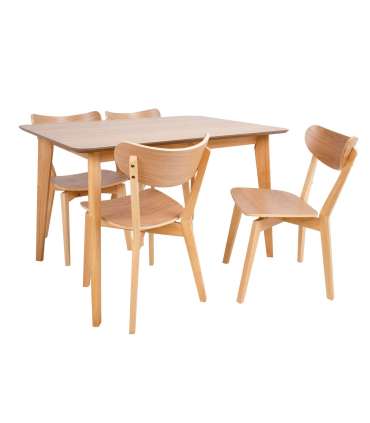 Söögilauakomplekt ROXBY laud 120x80xH76cm, 4 tooli (AC91520 ), tamm