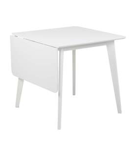 Söögilaud ROXBY, 80/120x80xH76cm, valge, pikendatav, lauaplaat: valgeks värvitud MDF, jalad: kummipuu