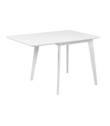 Söögilaud ROXBY, 80/120x80xH76cm, valge, pikendatav, lauaplaat: valgeks värvitud MDF, jalad: kummipuu