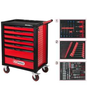 Tööriistakäru RACINGline, 7-sahtlit +komplekt 215-osa, KS Tools