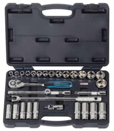 Padrun komplekt 1/2´´ 30-osa CHROME+ tollmõõdus, KS Tools