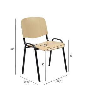 Стул для посетителей ISO 54,5x42,5xH82/47cм, сиденье и спинка: фанера, цвет: натуральный бук, рама: чёрный