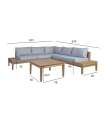 Садовая мебель HENRY стол и  угловой диван, комбинированные материалы: алюминий с плетением из пластика и эвкалипт