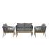 Комплект садовой мебели STRING стол, диван и 2 стула, алюминиевая рама цвета дерева с серым плетением веревки, серые под