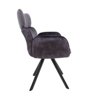 Tool EDDY käetugedega 63x55xH89cm, tumehall samet