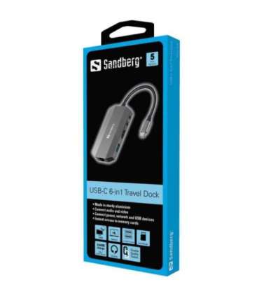 Sandberg 136-33 USB-C 6-in-1 Travel Dock