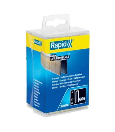 Klambrid 606/12 3600tk, 6,0x1,1mm, must, plastkarbis, Rapid