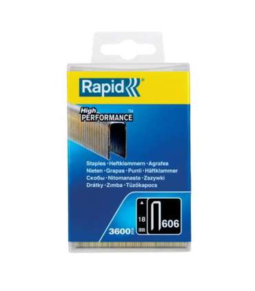 Klambrid 606/18 3600tk, 6,0x1,1mm, must, plastkarbis, Rapid