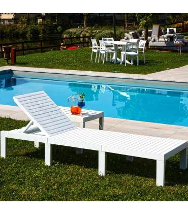 Lamamistool HAITI 65x195xH32/78cm, valge plastik