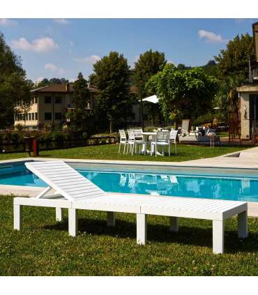 Lamamistool HAITI 65x195xH32/78cm, valge plastik