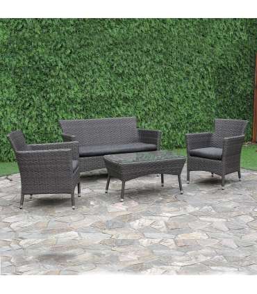 Aiamööblikomplekt WATERS laud, diivan ja 2 tooli, pruun