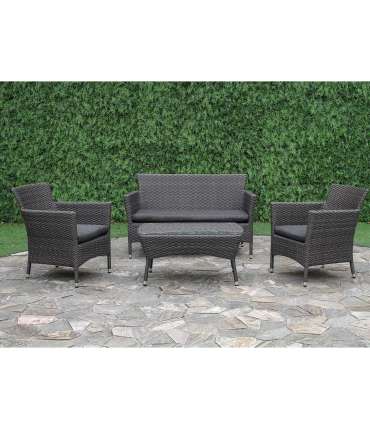 Aiamööblikomplekt WATERS laud, diivan ja 2 tooli, pruun