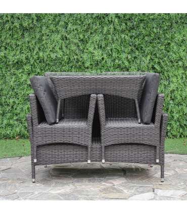 Aiamööblikomplekt WATERS laud, diivan ja 2 tooli, pruun