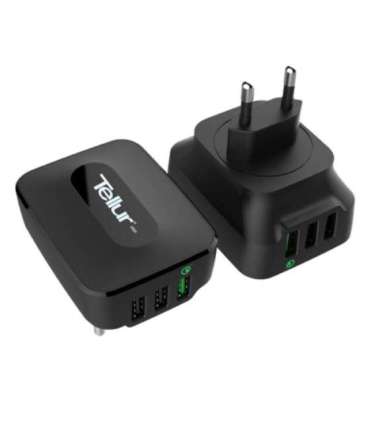 Tellur AC charger QC 3.0, 3*USB ports (1 port QC 3.0 & 2 USB port 2.4A) black