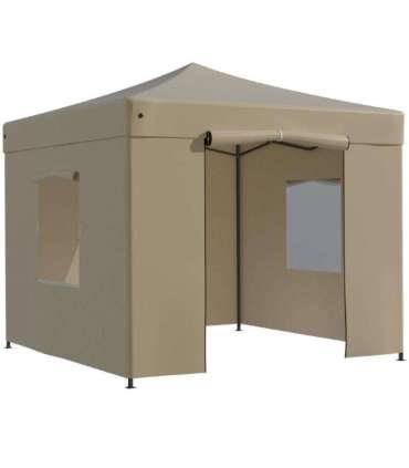 Pop Up Folding awning 2.92x2.92 m, with walls, Beige, H series, steel (tent, pavilion, awning)